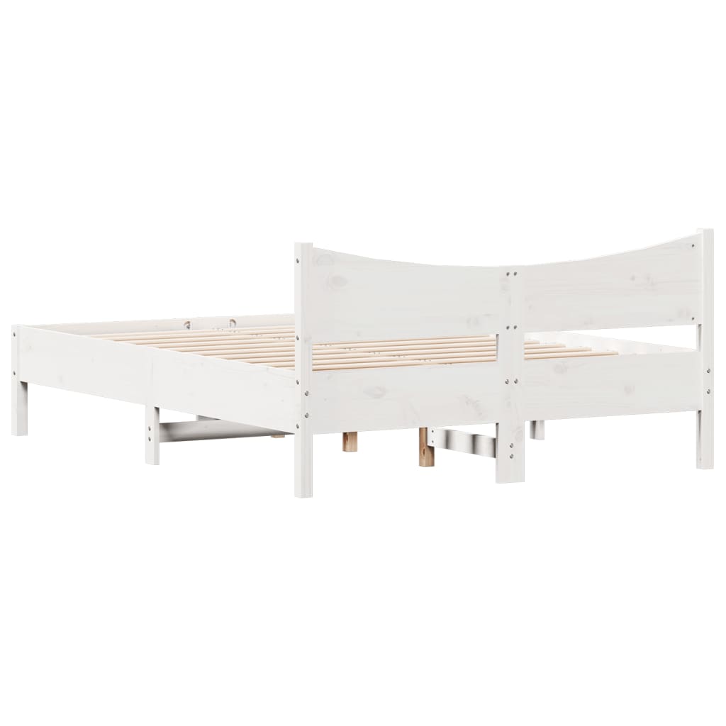 Letto senza Materasso Bianco 140x190 cm Legno Massello di Pino - homemem39
