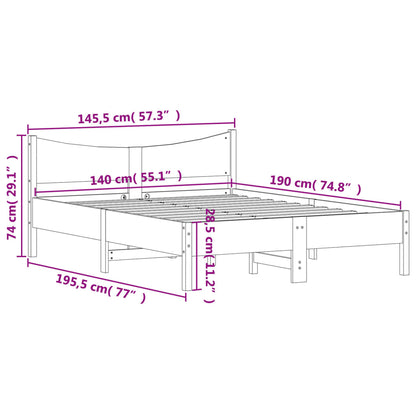 Letto senza Materasso Marrone Cera 140x190 cm in Legno di Pino | homemem39