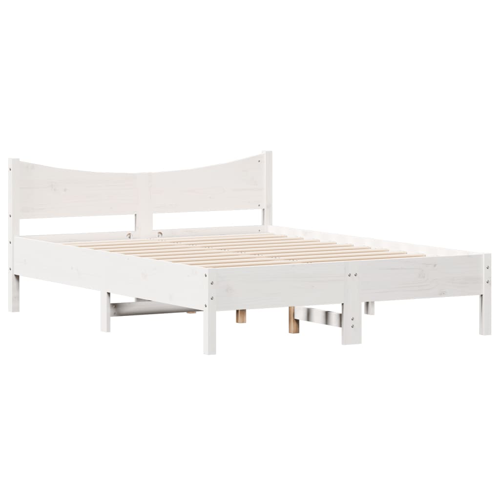 Letto senza Materasso Bianco 135x190 cm Legno Massello di Pino - homemem39