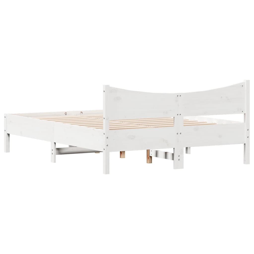 Letto senza Materasso Bianco 135x190 cm Legno Massello di Pino - homemem39