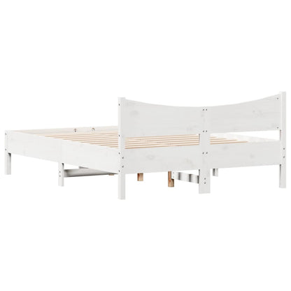 Letto senza Materasso Bianco 135x190 cm Legno Massello di Pino - homemem39