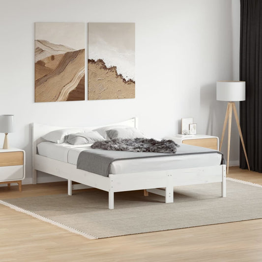 Letto senza Materasso Bianco 135x190 cm Legno Massello di Pino | homemem39