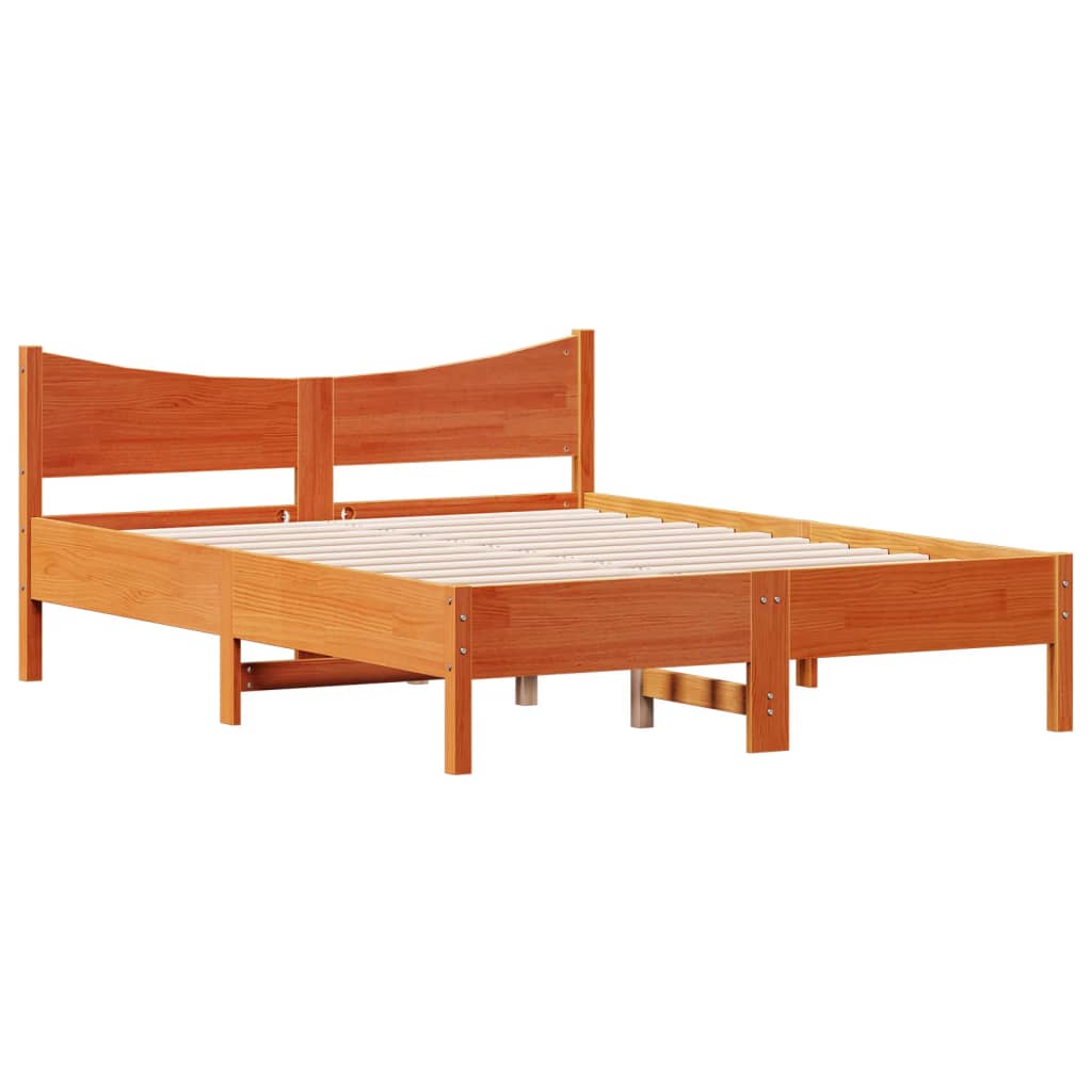 Letto senza Materasso Marrone Cera 135x190 cm in Legno di Pino - homemem39