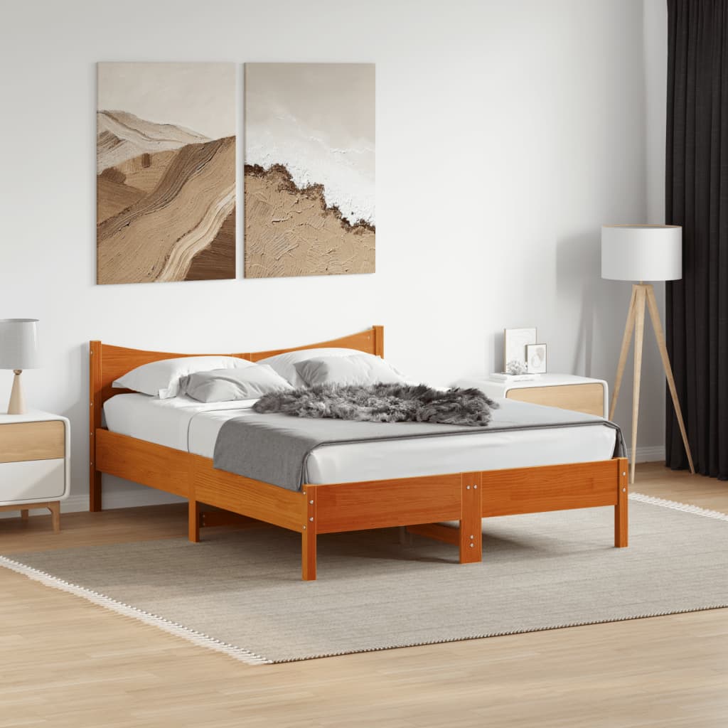 Letto senza Materasso Marrone Cera 135x190 cm in Legno di Pino - homemem39