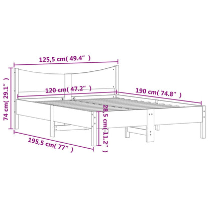 Letto senza Materasso 120x190 cm in Legno Massello di Pino | homemem39