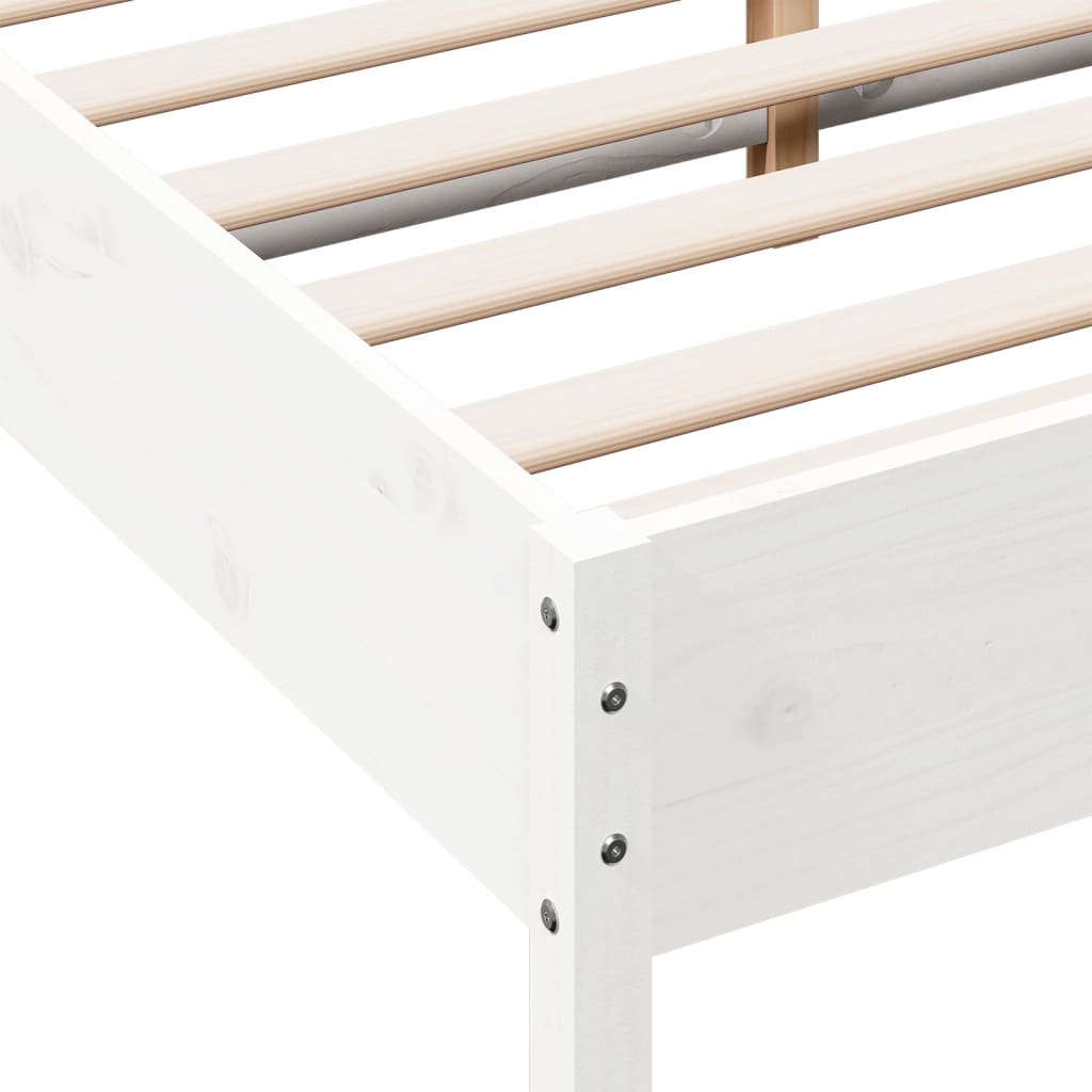 Letto senza Materasso Bianco 120x190 cm Legno Massello di Pino | homemem39