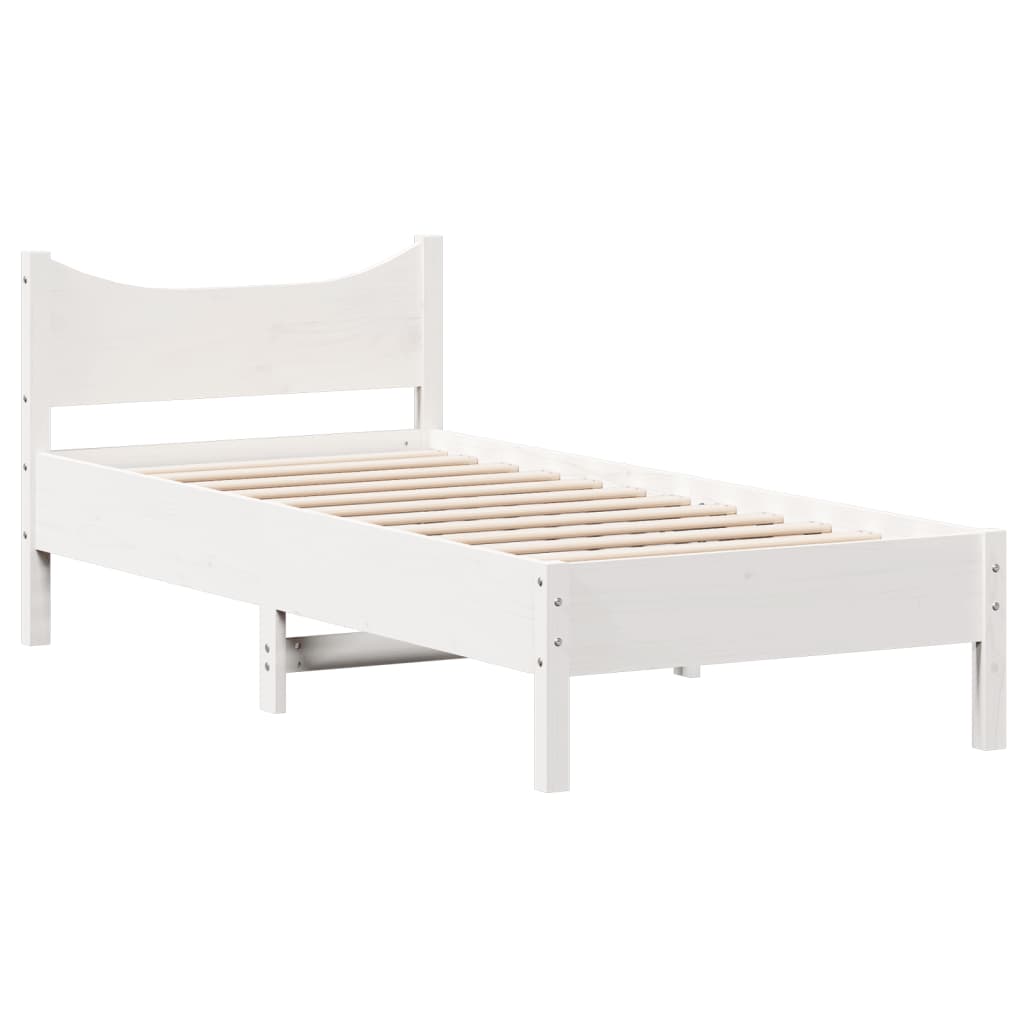 Letto senza Materasso Bianco 75x190 in Legno Massello di Pino | homemem39