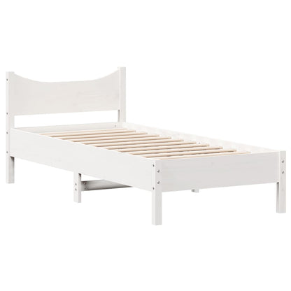 Letto senza Materasso Bianco 75x190 in Legno Massello di Pino - homemem39