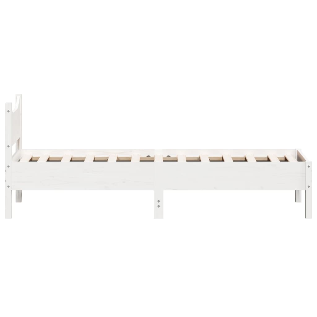 Letto senza Materasso Bianco 75x190 in Legno Massello di Pino | homemem39