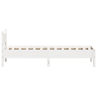 Letto senza Materasso Bianco 75x190 in Legno Massello di Pino | homemem39