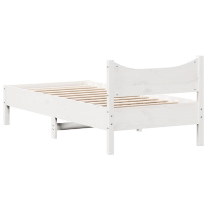 Letto senza Materasso Bianco 75x190 in Legno Massello di Pino | homemem39
