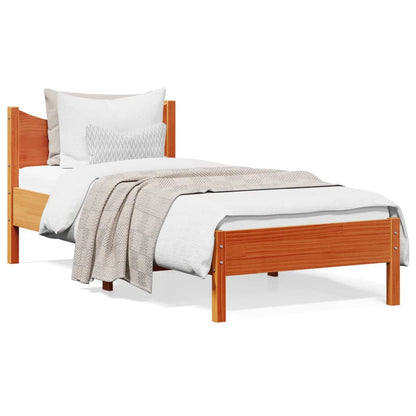 Letto senza Materasso Marrone Cera 75x190 cm in Legno di Pino | homemem39