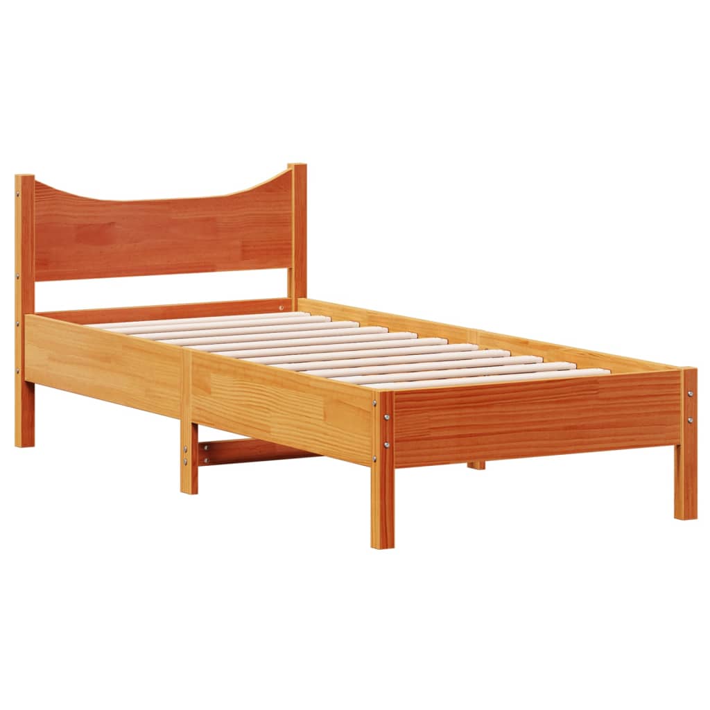 Letto senza Materasso Marrone Cera 75x190 cm in Legno di Pino - homemem39