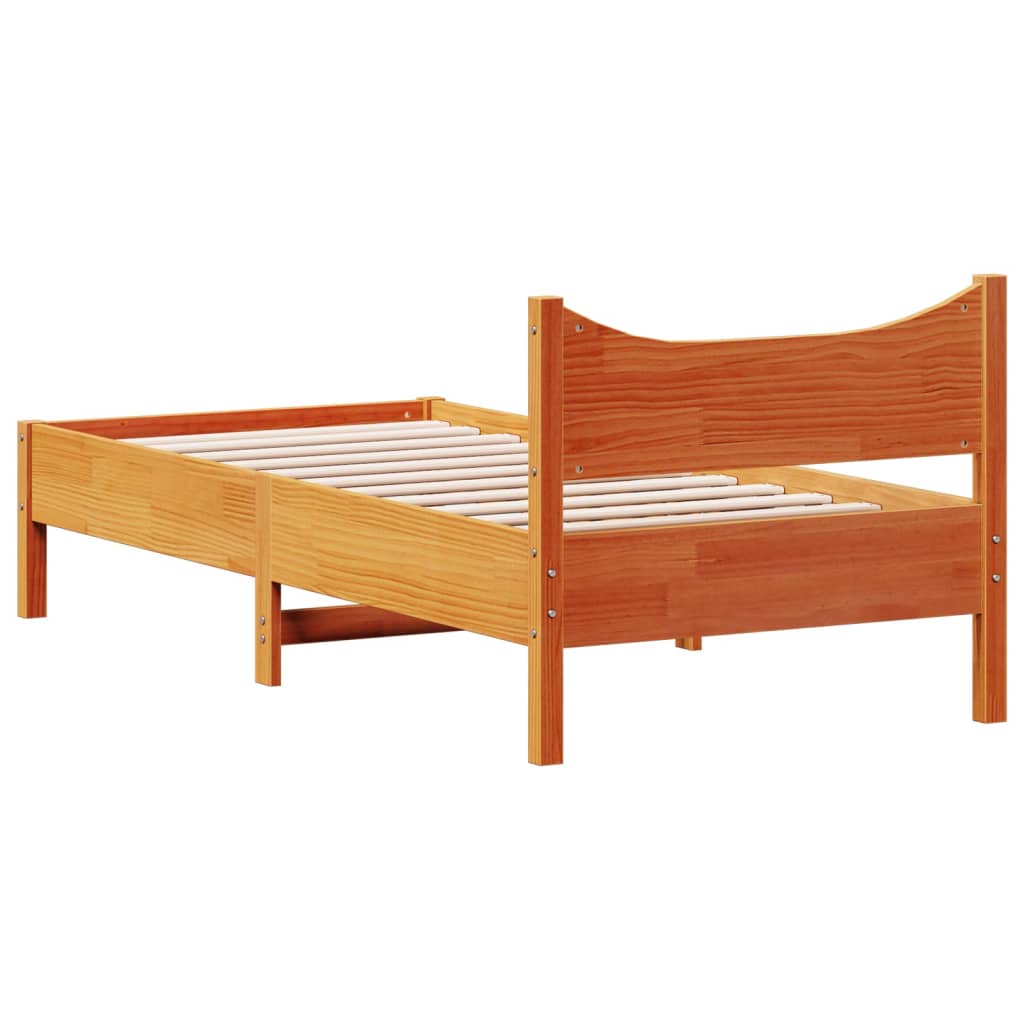 Letto senza Materasso Marrone Cera 75x190 cm in Legno di Pino | homemem39