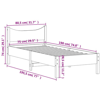 Letto senza Materasso Marrone Cera 75x190 cm in Legno di Pino | homemem39