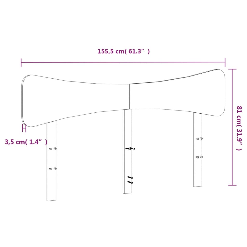 Testiera Bianca 150 cm in Legno Massello di Pino | homemem39