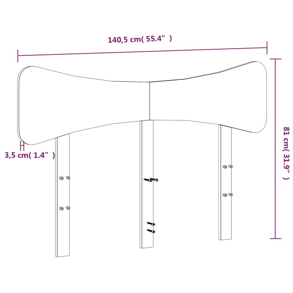 Testiera Bianca 135 cm in Legno Massello di Pino | homemem39