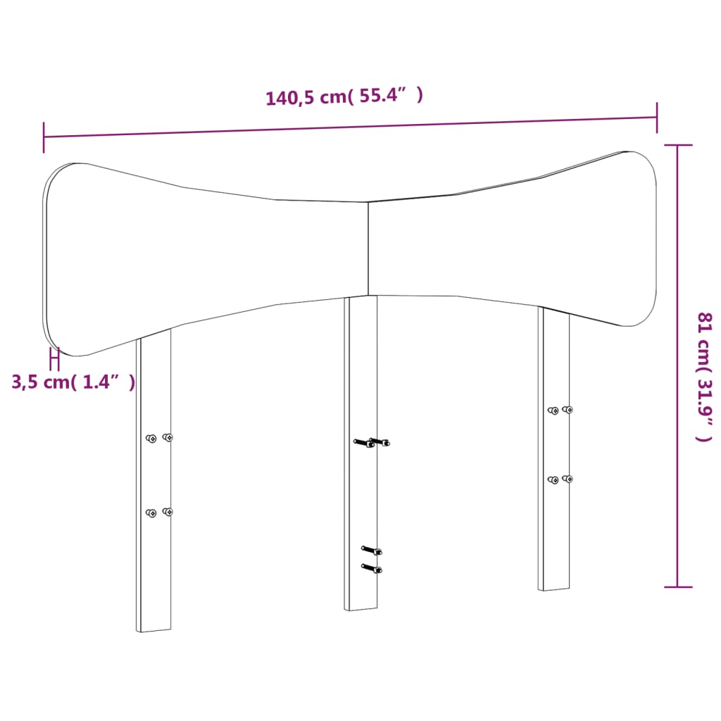 Testiera Marrone Cera 135 cm in Legno Massello di Pino