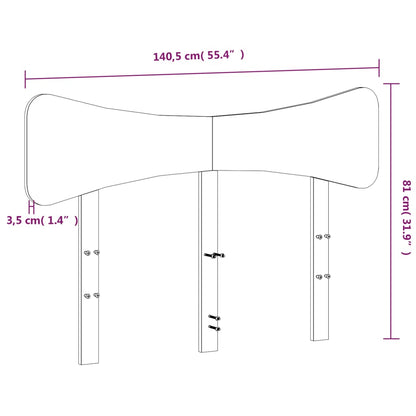 Testiera Marrone Cera 135 cm in Legno Massello di Pino