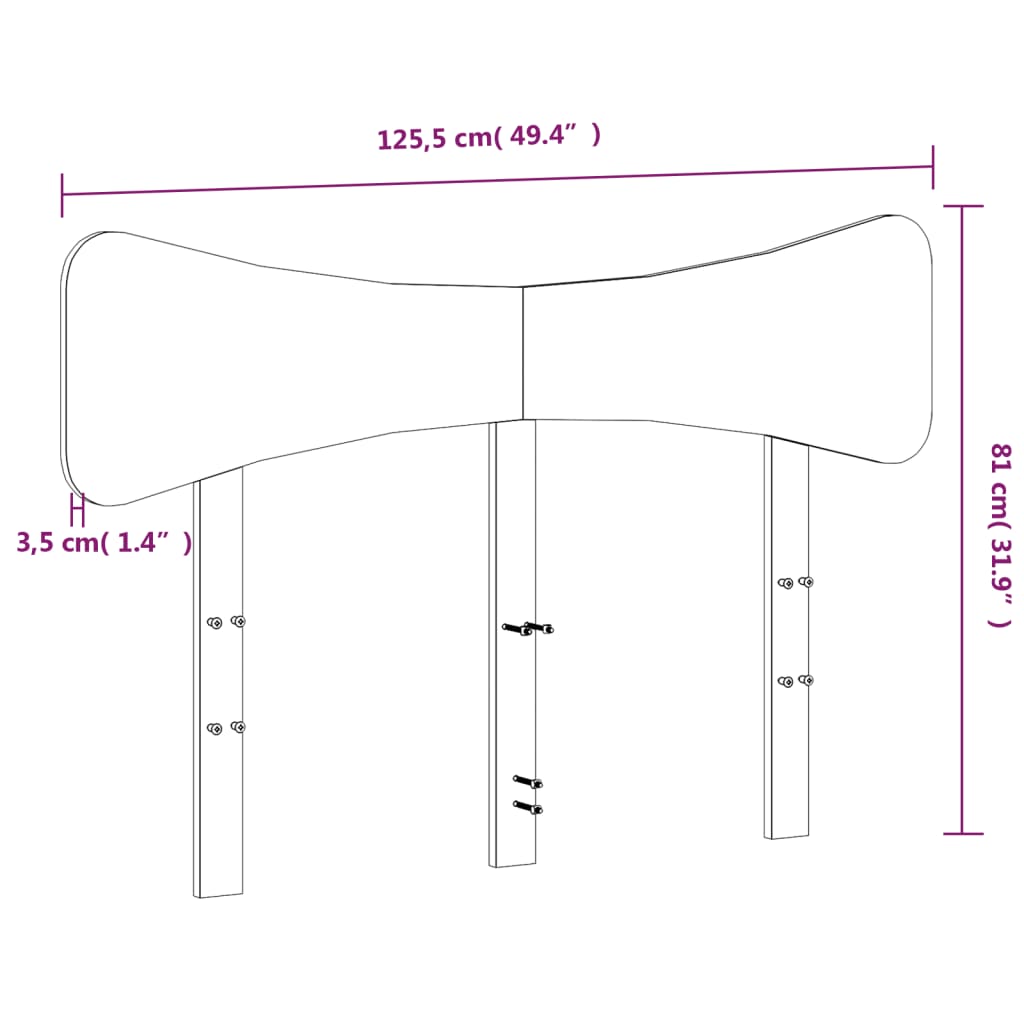 Testiera Marrone Cera 120 cm in Legno Massello di Pino