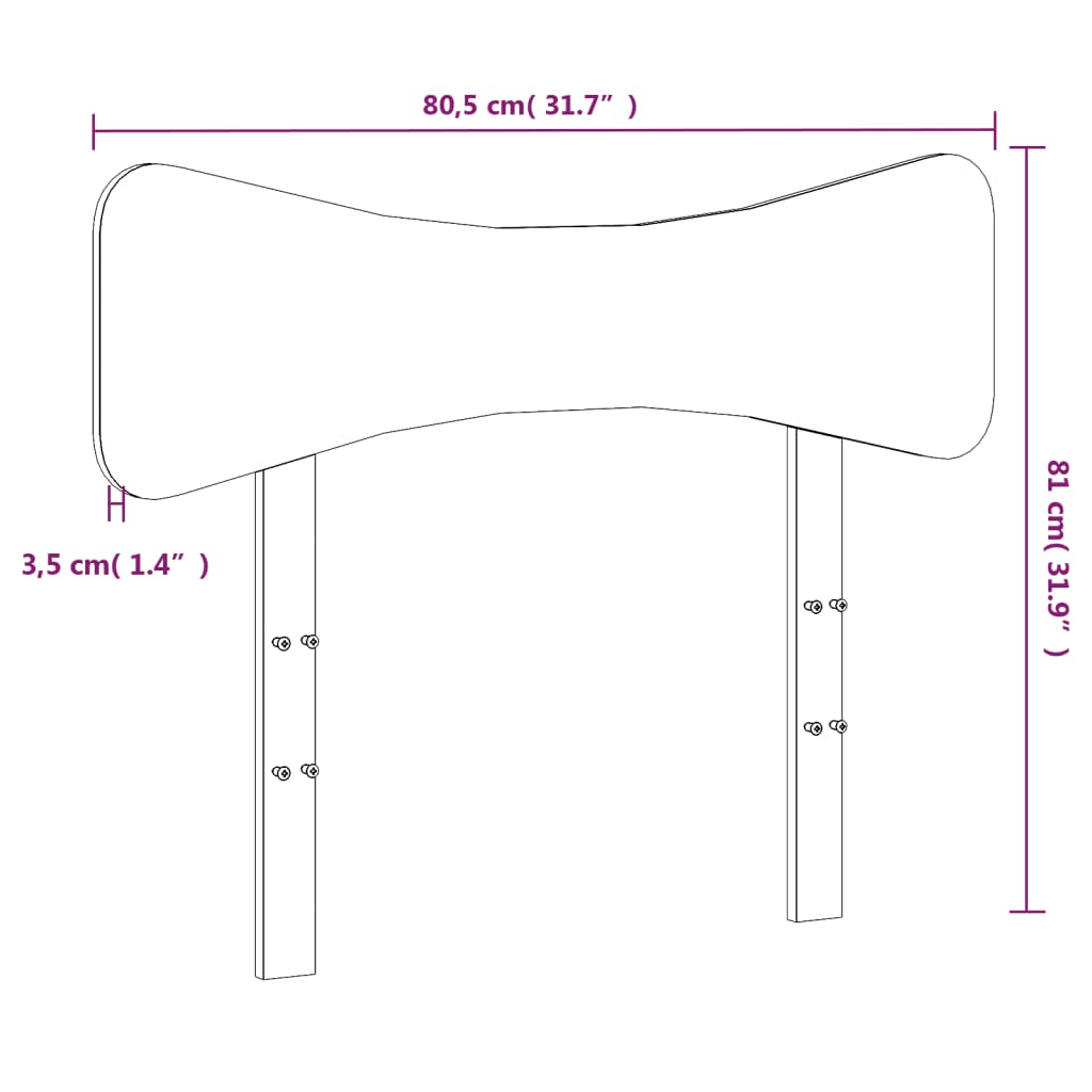 Testiera Marrone Cera 75 cm in Legno Massello di Pino