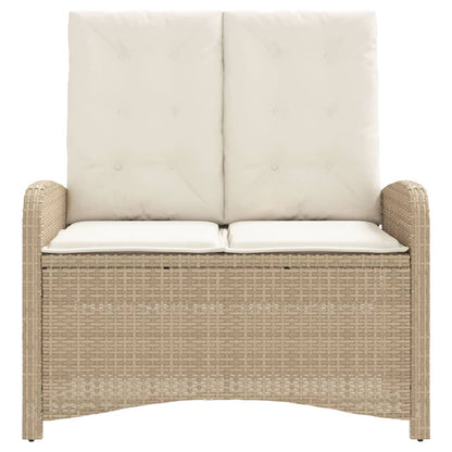 Panca Reclinabile da Giardino con Cuscini Beige in Polyrattan