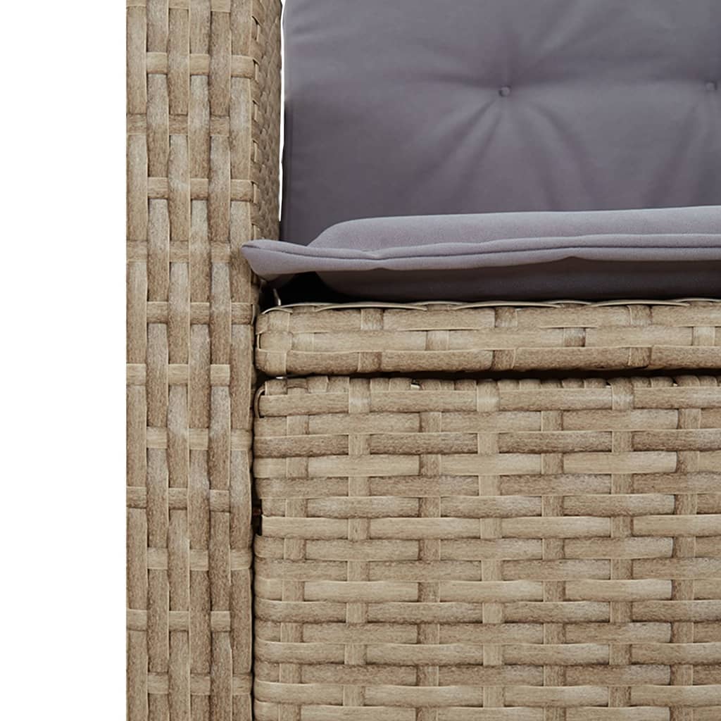 Panca Reclinabile da Giardino con Cuscini Beige in Polyrattan