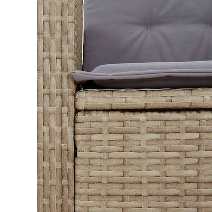 Panca Reclinabile da Giardino con Cuscini Beige in Polyrattan