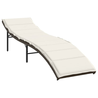 Sun lounger with brown cushion 55x199x50 cm Polyrattan