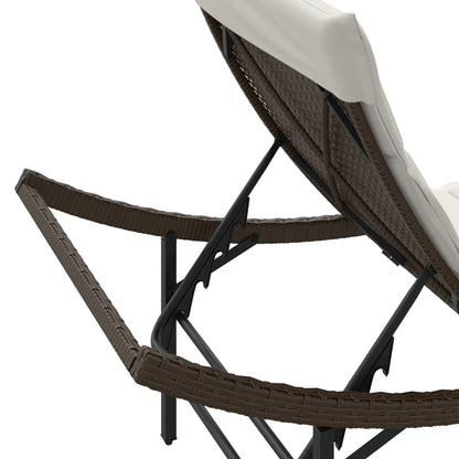 Sun lounger with brown cushion 55x199x50 cm Polyrattan