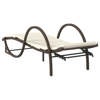 Sun lounger with brown cushion 60x199x42 cm Polyrattan