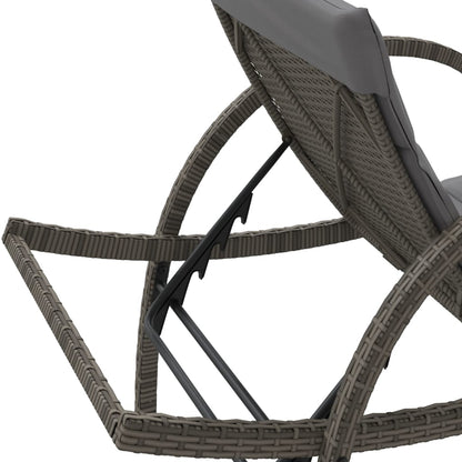 Sun lounger with gray cushion 60x199x42cm in polyrattan