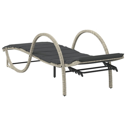 Sun lounger with gray cushion 60x199x42cm in polyrattan