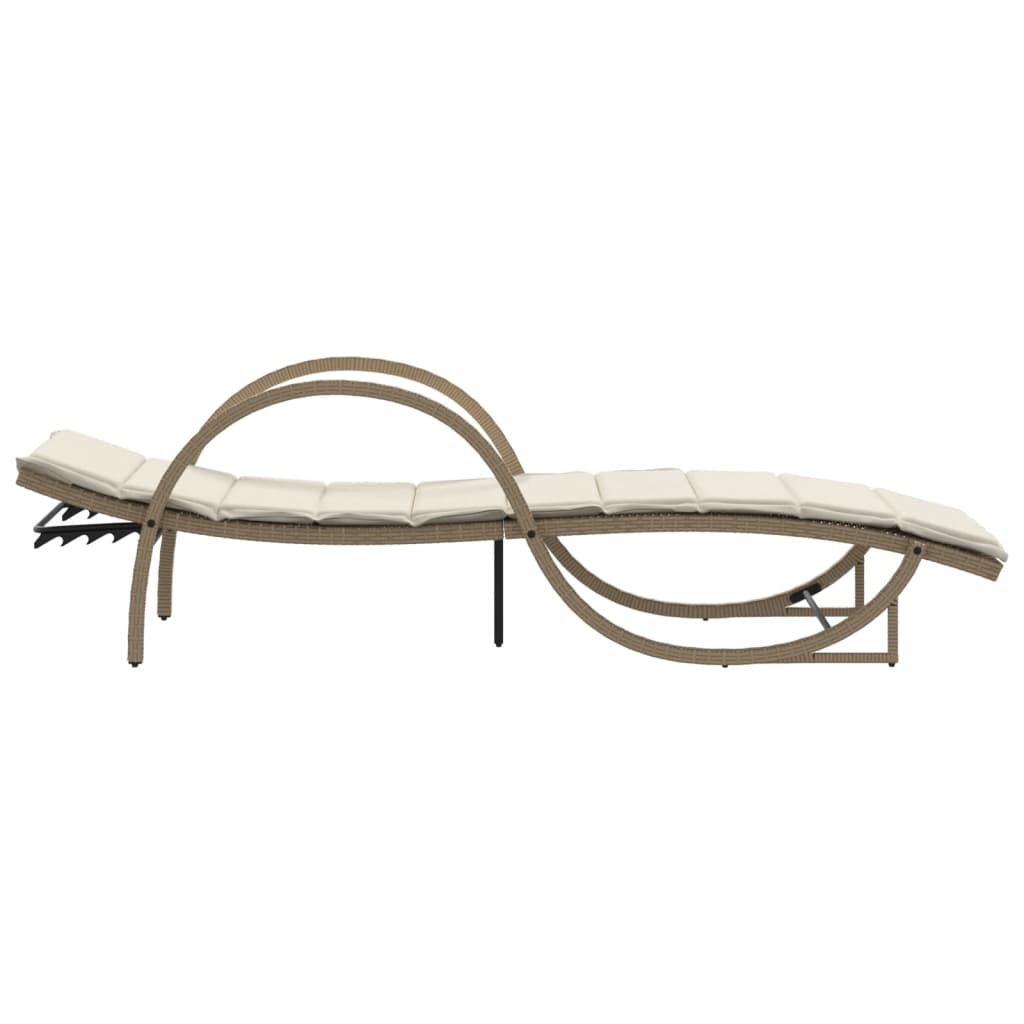 2 pcs Sun Loungers with Beige Polyrattan Table