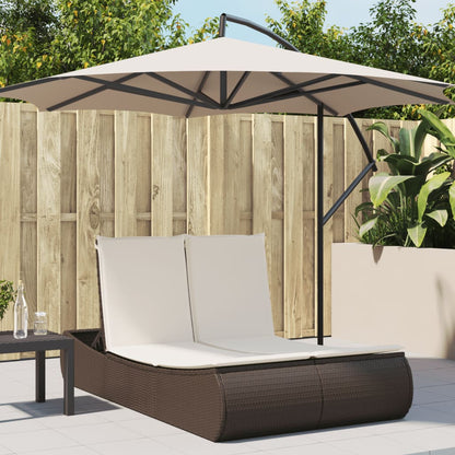 Lettino Prendisole con Cuscini Marrone in Polyrattan - homemem39