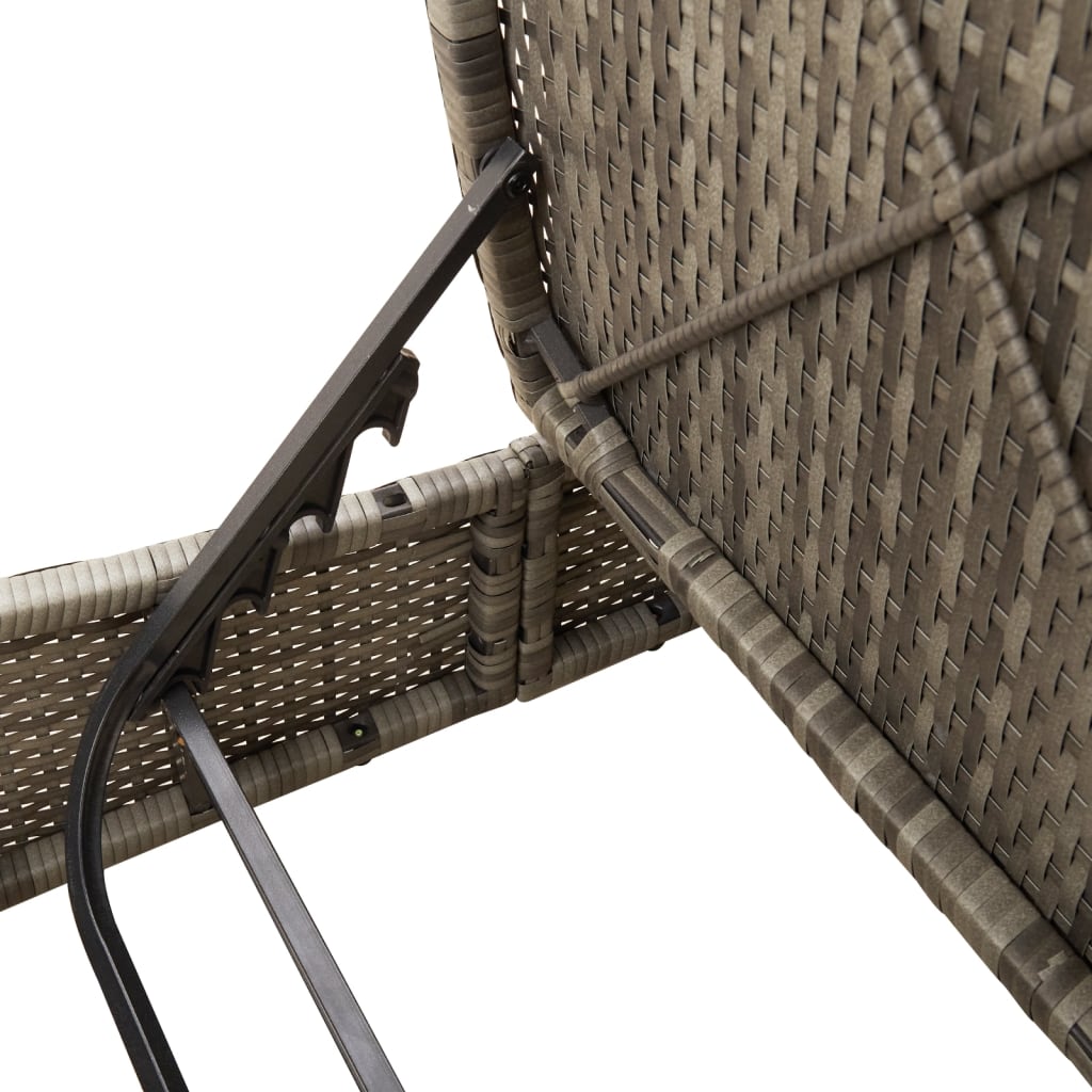 Lettino Prendisole Doppio con Cuscini Grigio in Polyrattan - homemem39