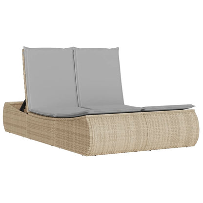 Lettino Prendisole con Cuscini Beige in Polyrattan - homemem39