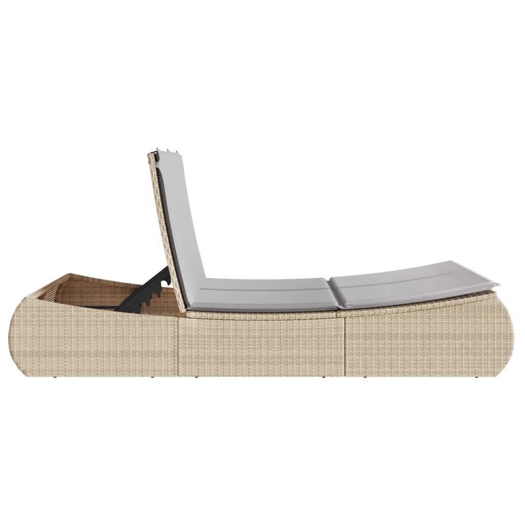 Lettino Prendisole con Cuscini Beige in Polyrattan - homemem39