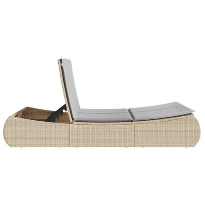 Lettino Prendisole con Cuscini Beige in Polyrattan - homemem39