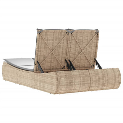 Lettino Prendisole con Cuscini Beige in Polyrattan - homemem39