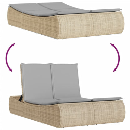 Lettino Prendisole con Cuscini Beige in Polyrattan - homemem39