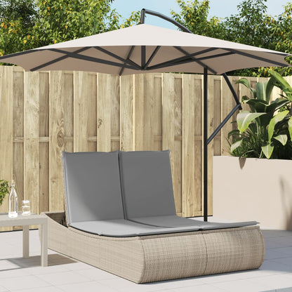 Lettino Prendisole con Cuscini Beige in Polyrattan - homemem39