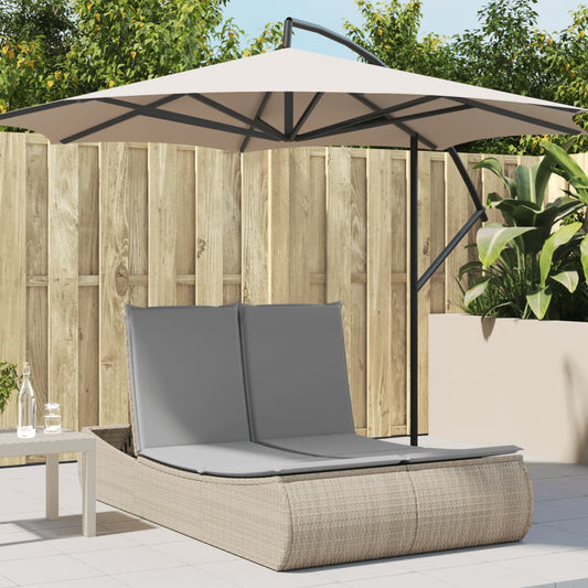 Lettino Prendisole con Cuscini Beige in Polyrattan - homemem39