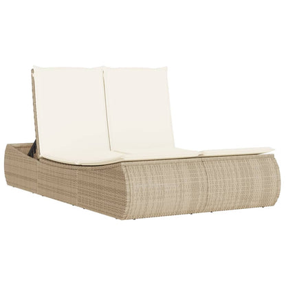 Lettino Prendisole con Cuscini Beige in Polyrattan - homemem39