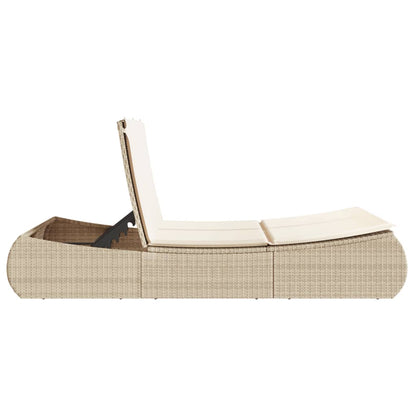 Lettino Prendisole con Cuscini Beige in Polyrattan - homemem39