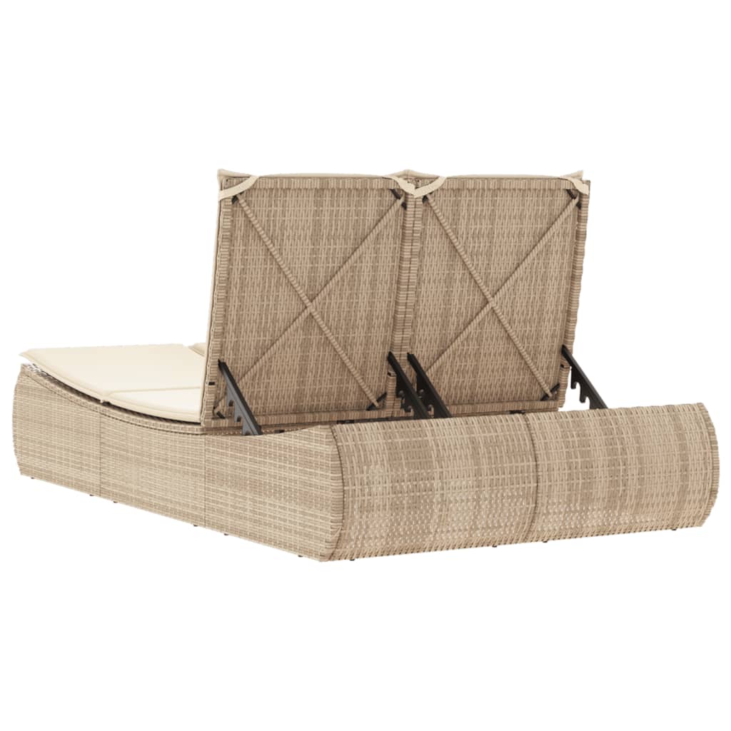 Lettino Prendisole con Cuscini Beige in Polyrattan - homemem39