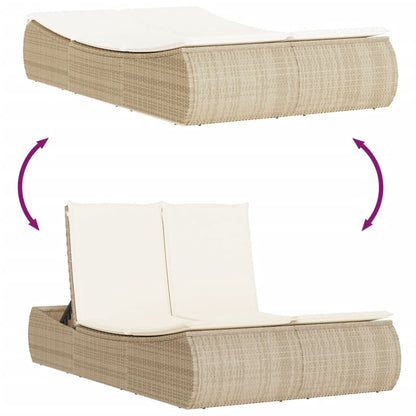 Lettino Prendisole con Cuscini Beige in Polyrattan - homemem39