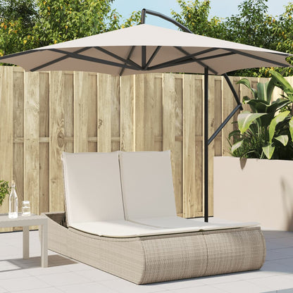 Lettino Prendisole con Cuscini Beige in Polyrattan - homemem39