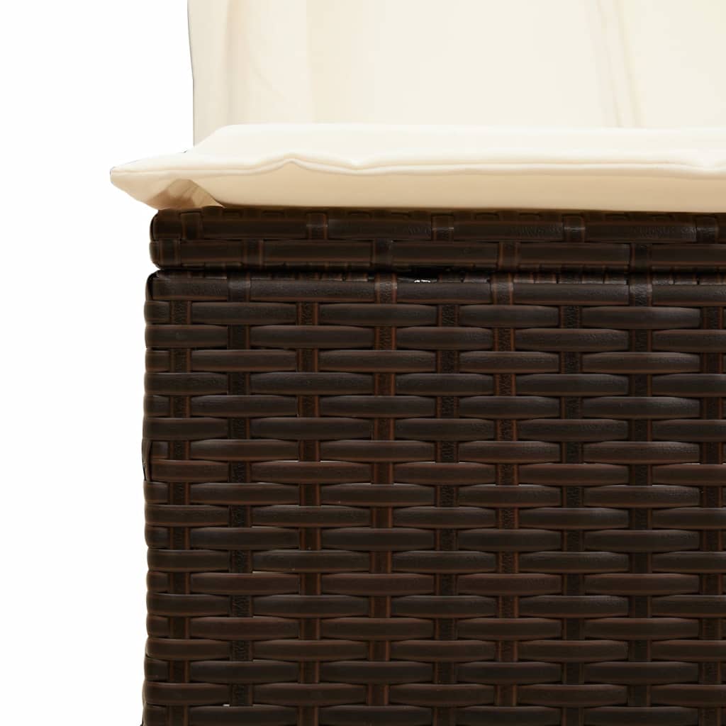 Lettino Prendisole con Tetto e Tende Marrone in Polyrattan - homemem39