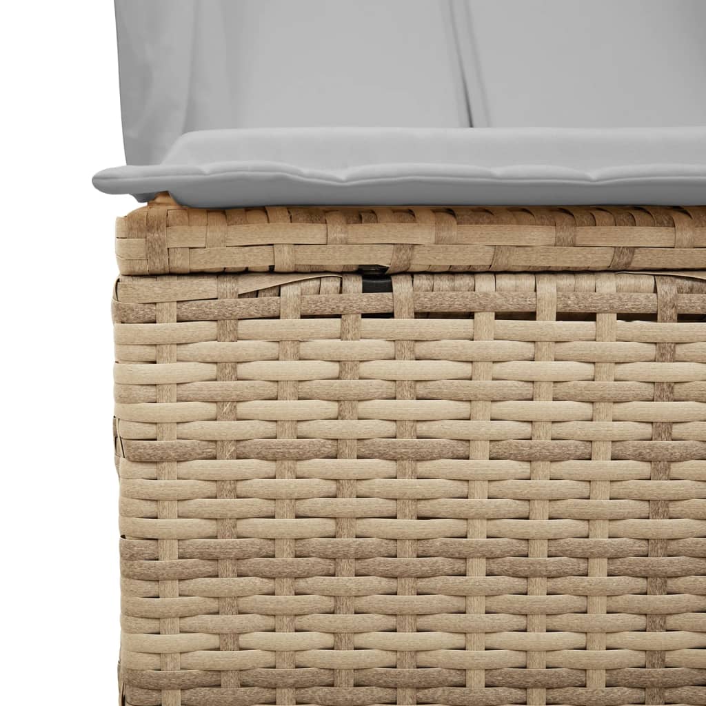 Lettino Prendisole con Tetto e Tende Beige in Polyrattan - homemem39